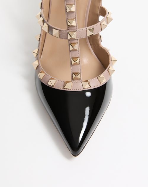 Valentino Garavani - Patent Rockstud Caged Pump 100mm - Black/poudre - Woman - Shoes